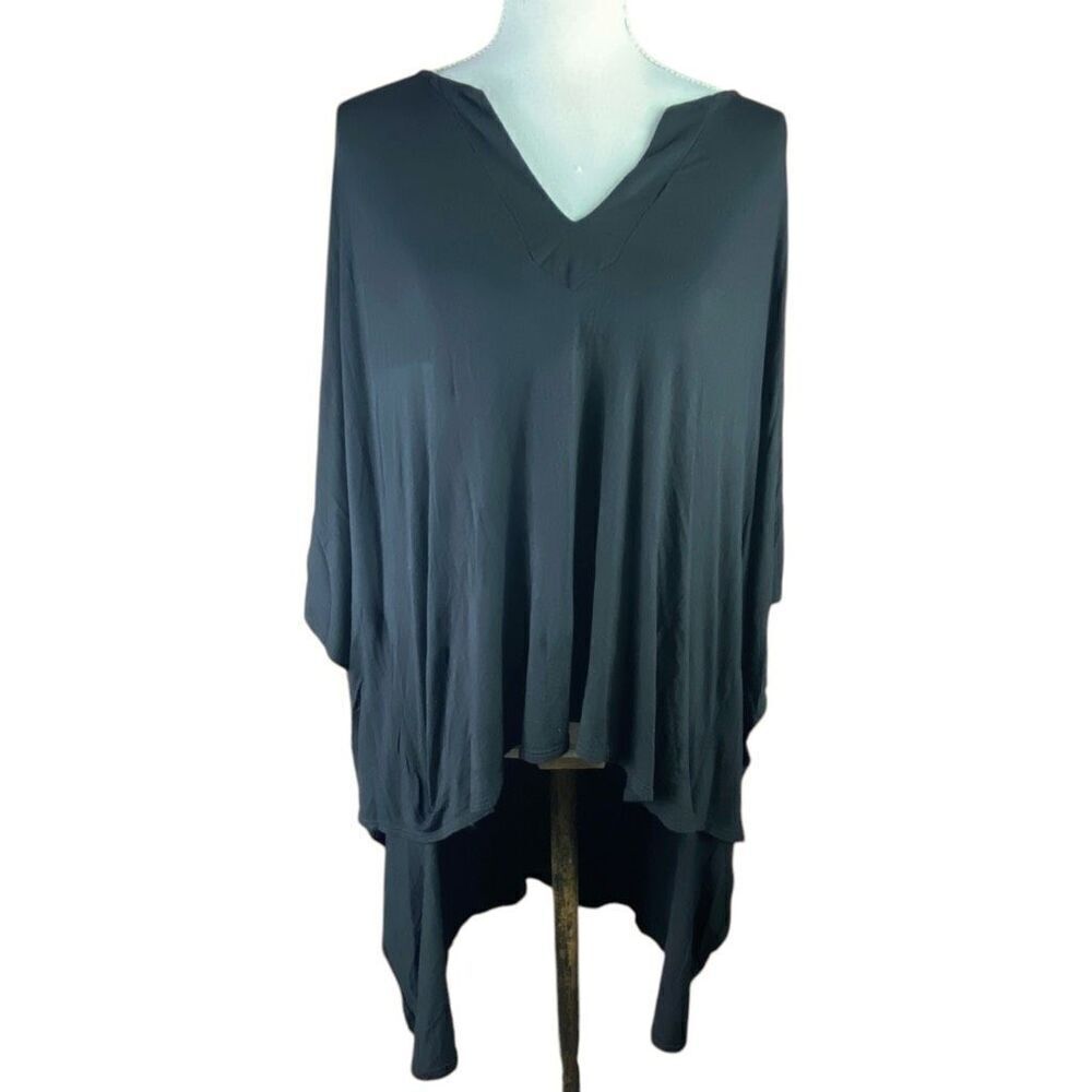 Boston Proper Womens Black Batwing Sleeves Tunic Top Size Large